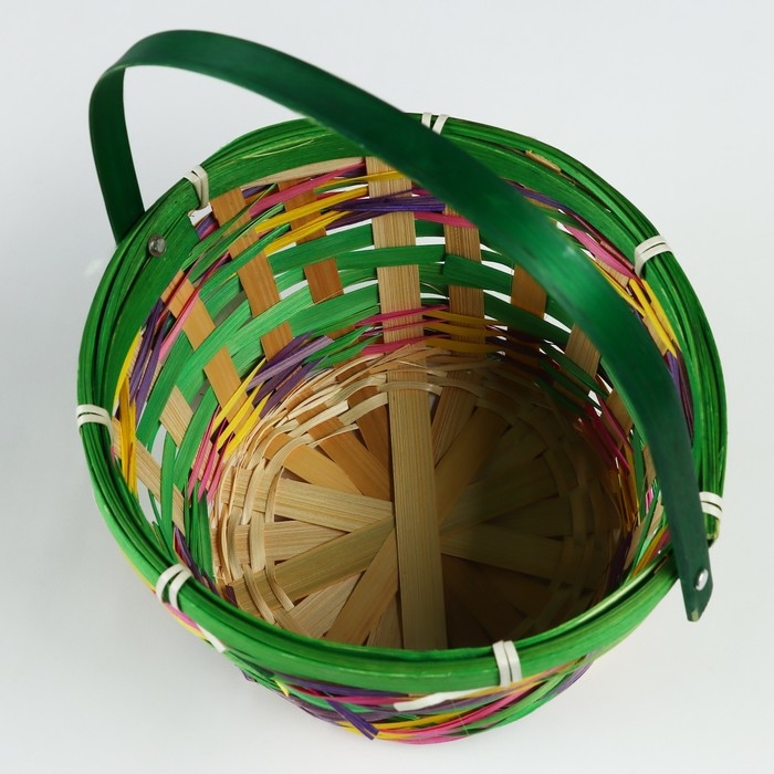 Корзина плетеная, D18 х 11 х 24 см, зеленая, бамбук Корзина плетеная, D18 х 11 х 24 см, зеленая, бамбук