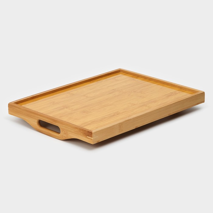 Поднос с ручками Доляна Striata, 41×28×5 см, бамбук Поднос с ручками Доляна Striata, 41×28×5 см, бамбук