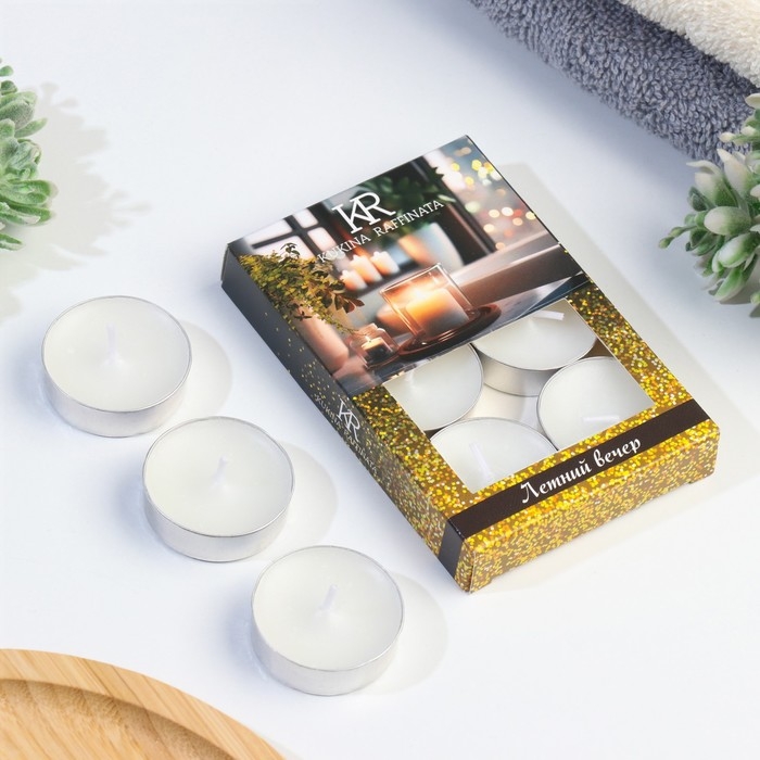 Свеча чайная ароматическая 6 шт.в под.коробке,  Свеча чайная ароматическая 6 шт.в под.коробке, "Летний вечер"