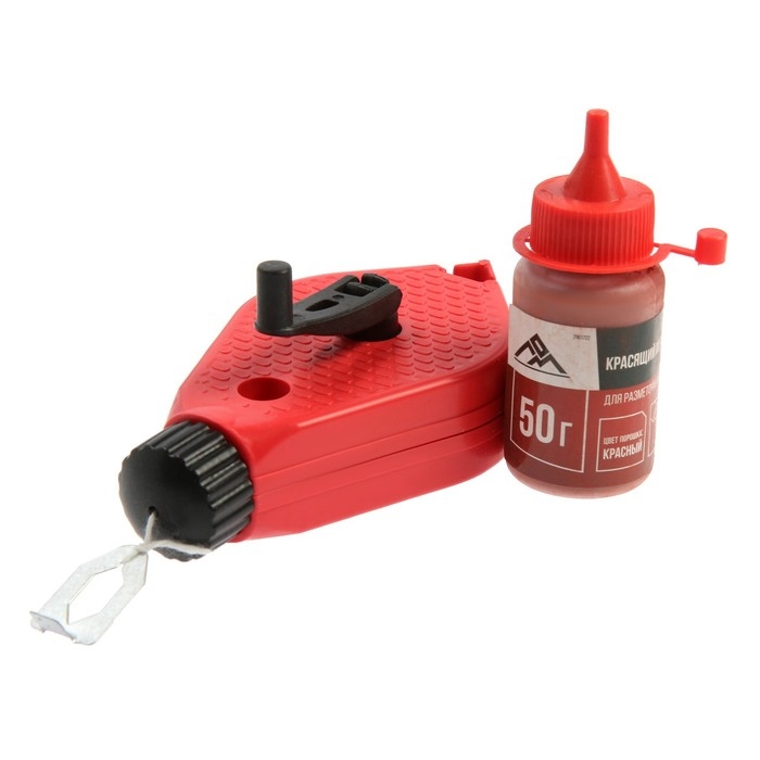 Набор разметочный ЛОМ, шнур малярный 15 м, красящий порошок 50 г, красный Набор разметочный ЛОМ, шнур малярный 15 м, красящий порошок 50 г, красный