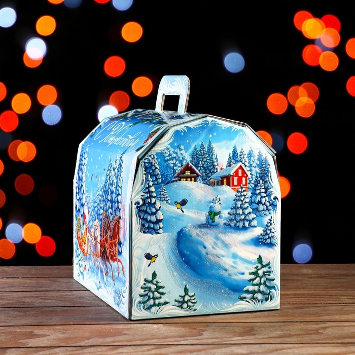 Подарочная коробка "Тройка мчится", 28 х 20 х 25 см. Новый год