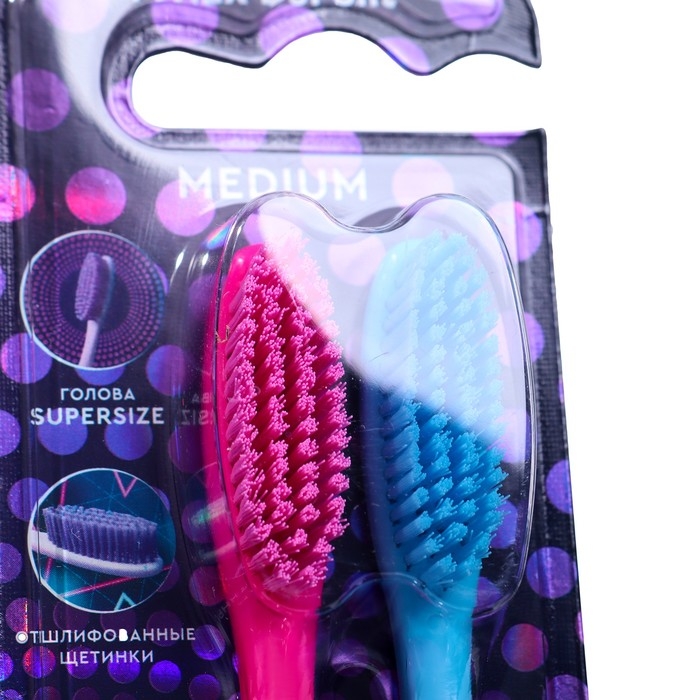 Зубная щетка D.I.E.S. Neon 1+1 средней жесткости, 2 шт. Зубная щетка D.I.E.S. Neon 1+1 средней жесткости, 2 шт.