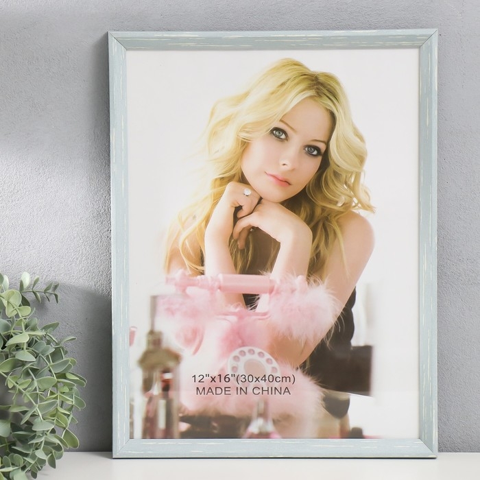 Фоторамка пластик 30х40 см Фоторамка пластик 30х40 см "Скандинавия" серо-голубая 42,5х32,5 см