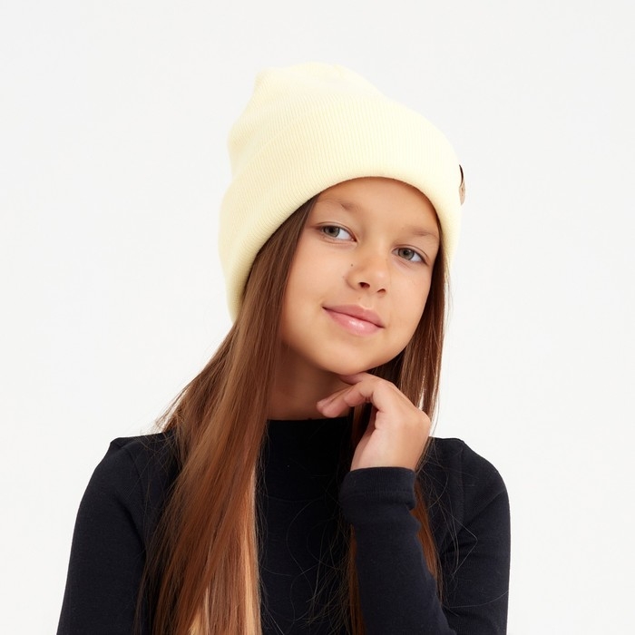 Шапка детская MINAKU с отворотом р-р 52-56, цв.экрю Шапка детская MINAKU с отворотом р-р 52-56, цв.экрю