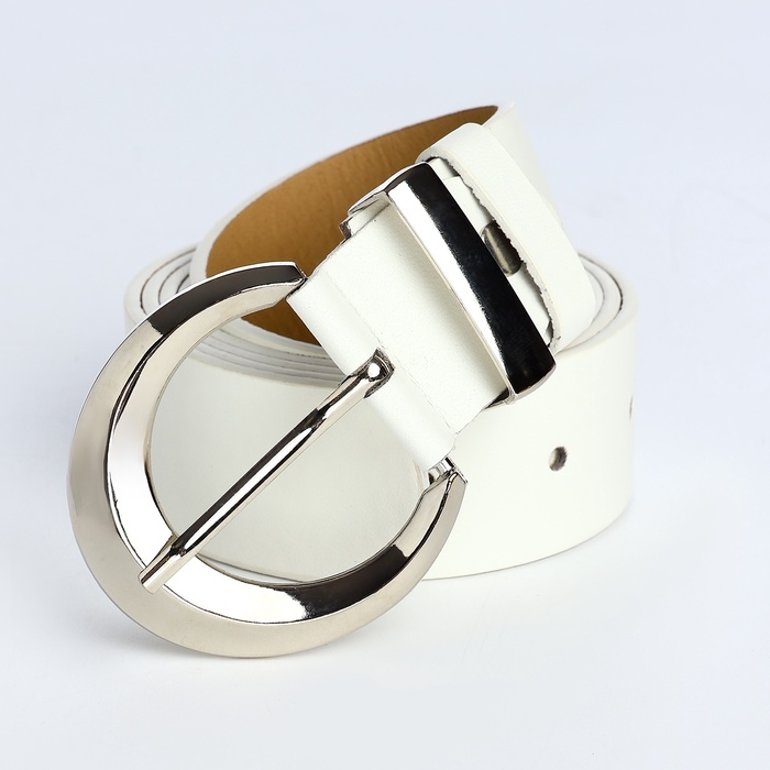 Ремень женский, ширина 3,3 см, винт, пряжка металл, цвет белый Ремень женский, ширина 3,3 см, винт, пряжка металл, цвет белый