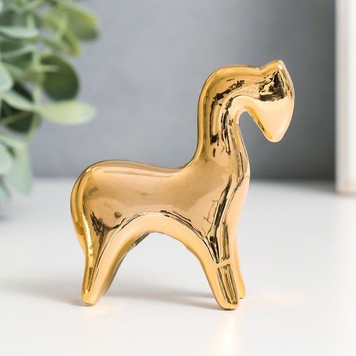 Сувенир керамика Сувенир керамика "Лошадка с опущенной головой" золото 2,5х6,5х7 см