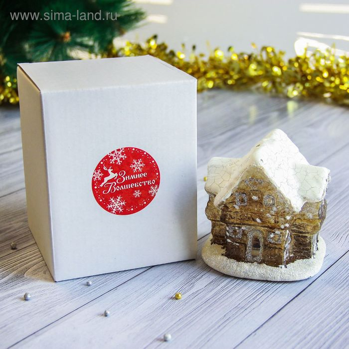 Фигурка домик 9,5*7,5*7,5 см золото свет Фигурка домик 9,5*7,5*7,5 см золото свет