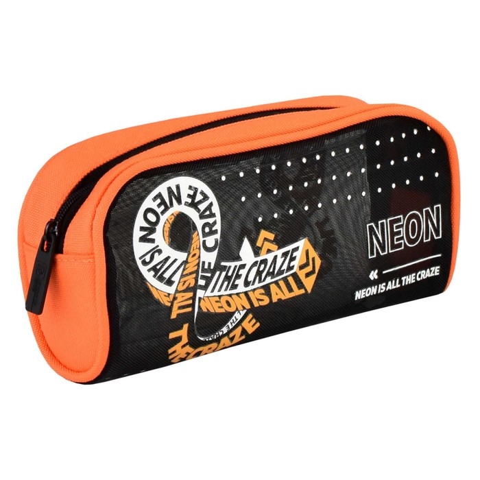Пенал мягкий, 1 отделение, 60 х 200 х 90 мм, объёмный, Феникс  Пенал мягкий, 1 отделение, 60 х 200 х 90 мм, объёмный, Феникс "Неоновый оранжевый" чёрный/оранжевый 61935