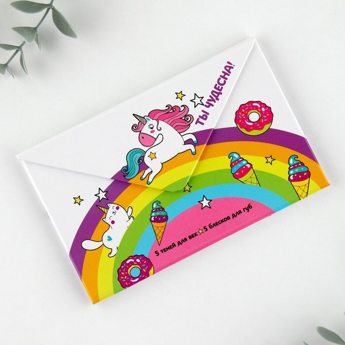 Набор косметики для девочки «Ты чудесна», тени 5 цв по 1,3 гр, блеск 5 цв по 0,8 гр