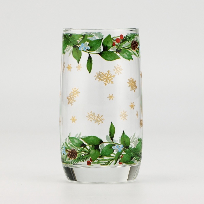 Новый год. Стакан стеклянный «Зимние цветы», 330 мл Новый год. Стакан стеклянный «Зимние цветы», 330 мл