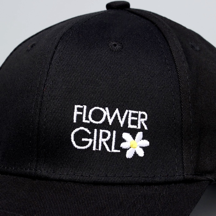 Кепка детская для девочки Flower girl, цвет чёрный, р-р 52-54, 5-7 лет