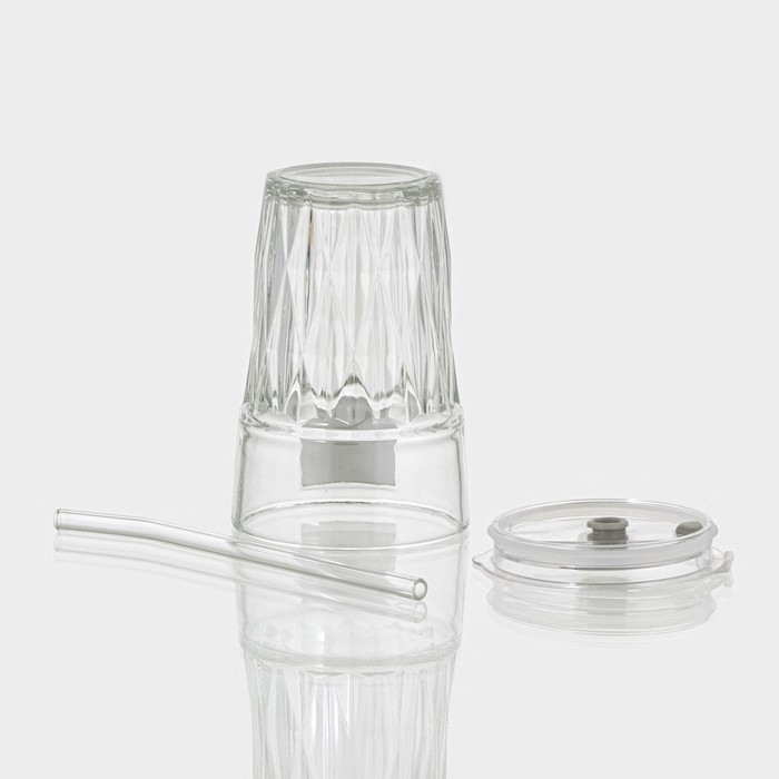 Стакан стеклянный с крышкой и трубочкой «Крона», 400 мл Стакан стеклянный с крышкой и трубочкой «Крона», 400 мл