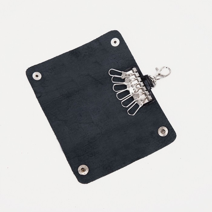 Ключница на кнопках, длина 12 см, 7 карабинов, цвет чёрный Ключница на кнопках, длина 12 см, 7 карабинов, цвет чёрный