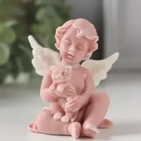 Сувенир "Ангелочек с котенком", 7,2см