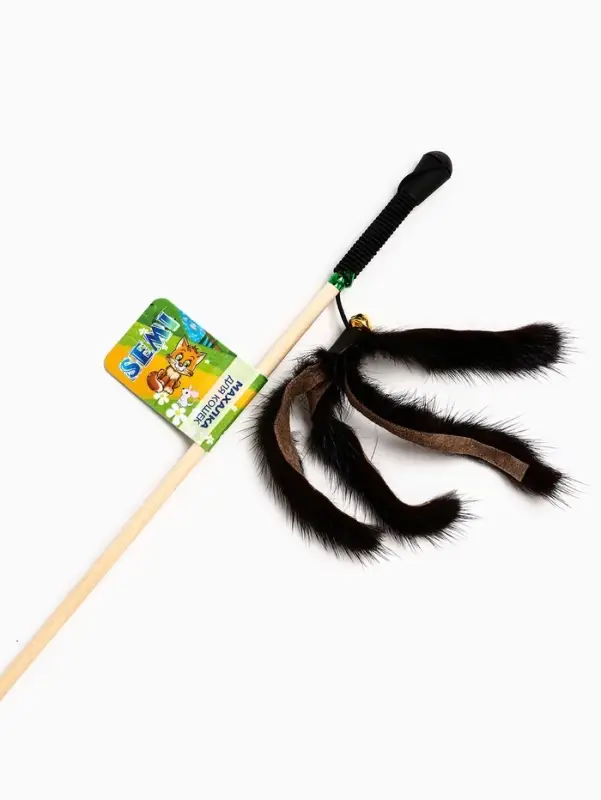 Дразнилка - удочка &laquo;Норковая пальма&raquo;, на деревянной палочке