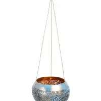 Подсвечник подвесной из кокоса, 14&times;14&times;10 см, сине-золотой