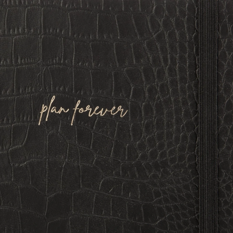 Ежедневник недатированный черный, рептилия, А5 136 л., ATTACHE