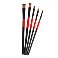 Набор кистей для рисования, нейлон, 5 штук, плоские, прямые, международный размер
