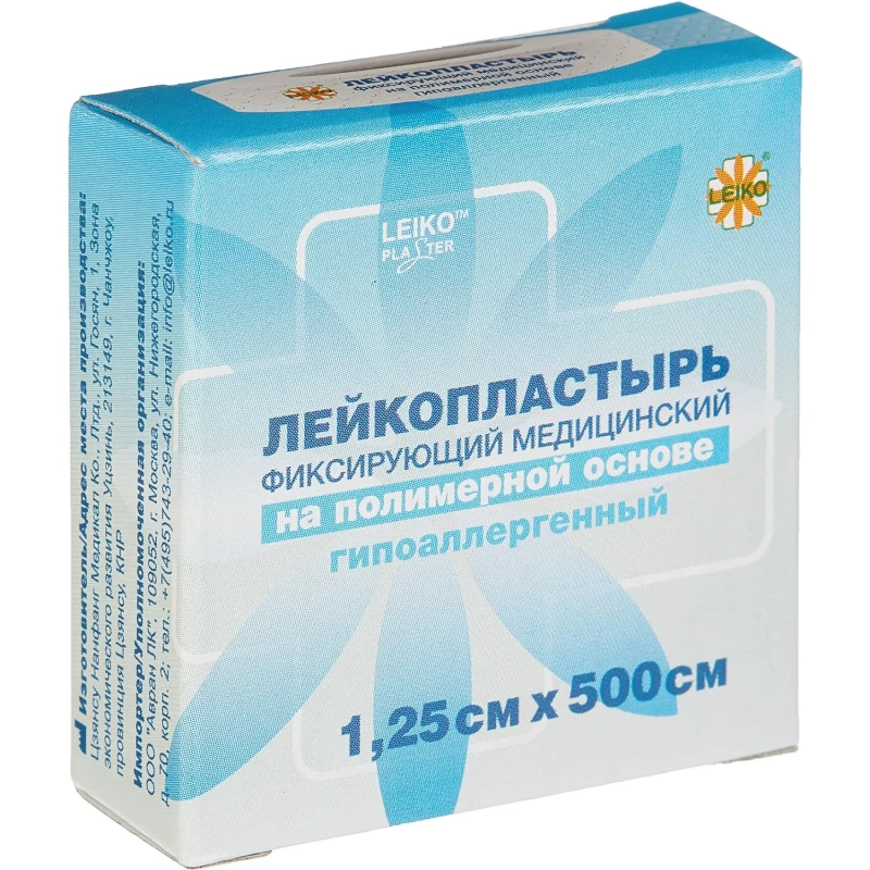 Лейкопластырь 1,25х500см полимерный в картоне LEIKO, 12 шт/уп