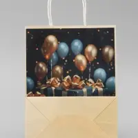 Пакет подарочный крафтовый &laquo;Подарки с золотым бантом&raquo; 27&times;22&times;11 см, 120 г/м&sup2;