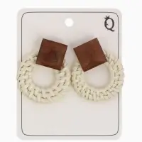 Серьги из дерева &laquo;Ваканда&raquo; стиль, плетёный круг, бело-коричневые