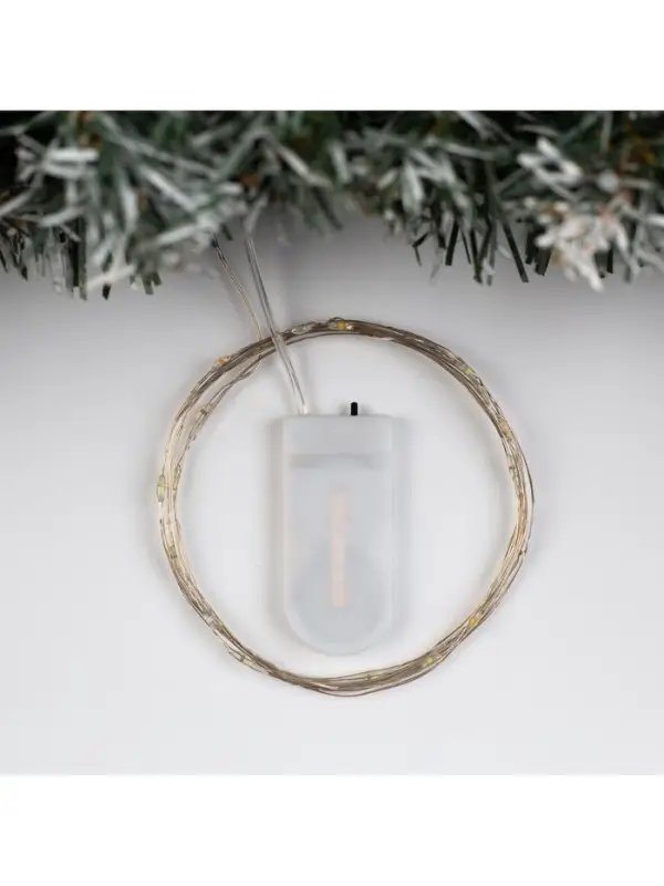 Гирлянда &laquo;Нить&raquo; 2 м роса, IP20, серебристая нить, 20 LED, батарейки CR2032&times;2 (в комплекте), свечение мульти