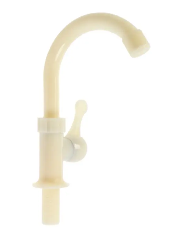 Кран на одну воду ZEIN Z2020, плоская ручка, пластик, R-образный излив, цвет &laquo;рисовый&raquo;