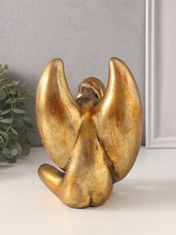 Сувенир полистоун "Девушка-ангел" под бронзу 13х12х18 см