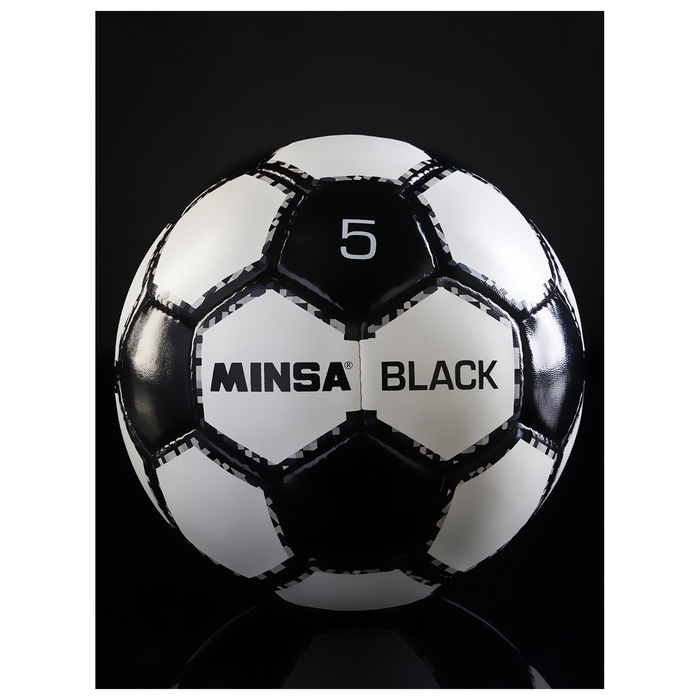 Футбольный мяч MINSA Black, ручная сшивка, 32 панели, р. 5, PU