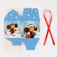 Коробка складная "Зимние забавы",Чебурашка, 12 х 12 х 12 см