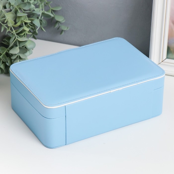 Шкатулка кожзам для украшений  Шкатулка кожзам для украшений "С пряжкой" голубая 24х18,5х9 см