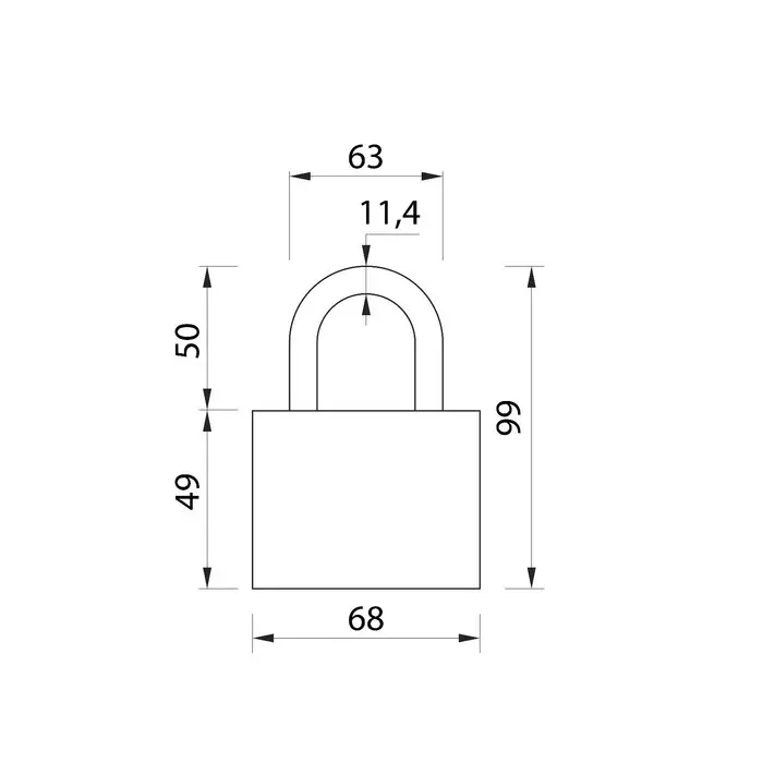 Замок навесной, 68&times;94 мм, 3 ключа