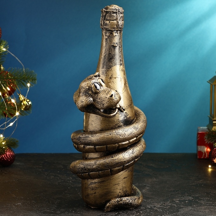 Копилка Копилка "Змея с шампанским" черное золото, 35х16х16см