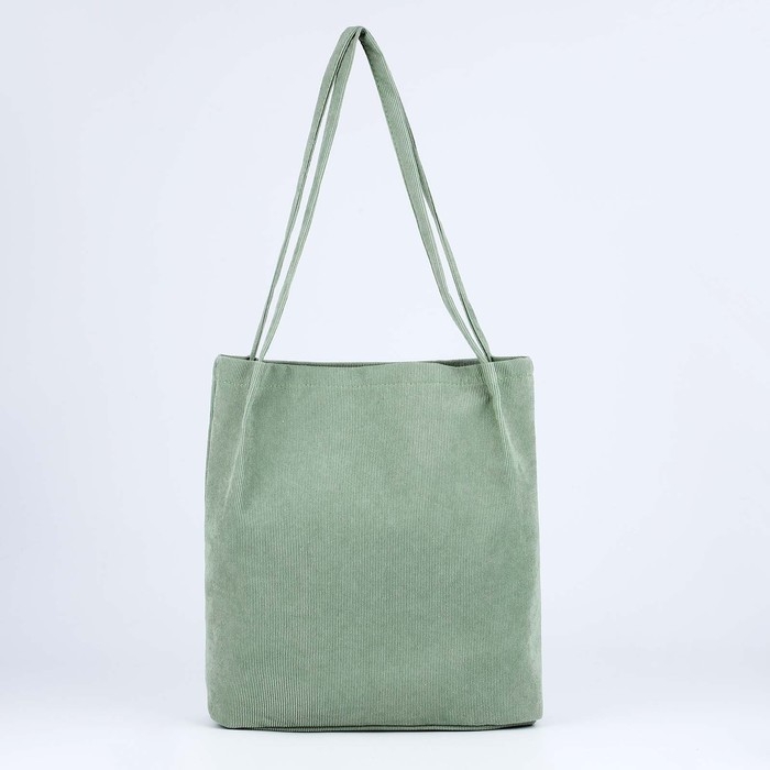 Сумка шопер вельветовый без застёжки, зелёный Сумка шопер вельветовый без застёжки, зелёный