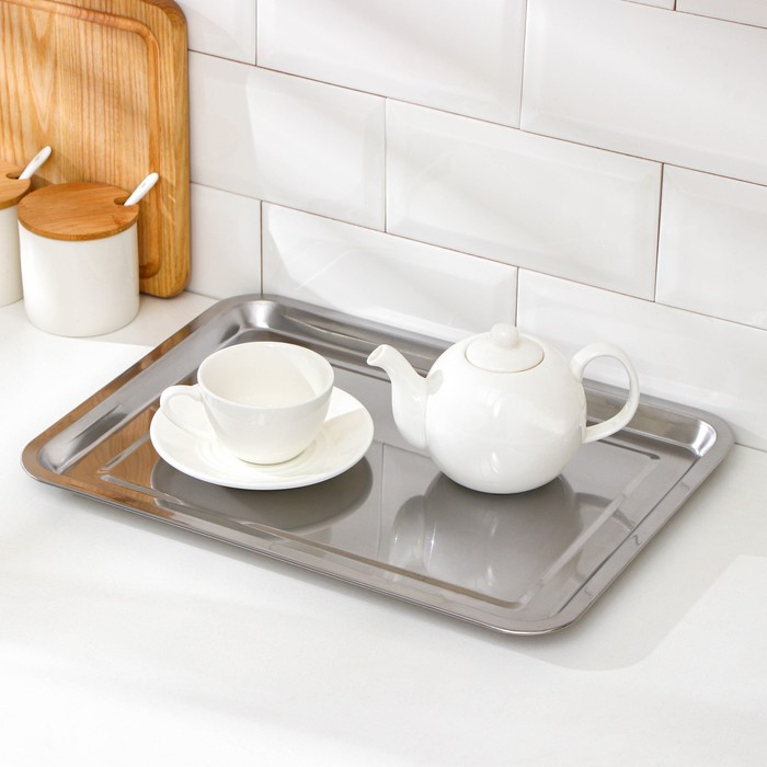 Поднос из нержавеющей стали, 40×30×2 см (+/- 1см)