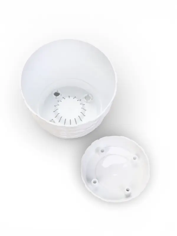 Горшок для цветов с поддоном &laquo;Камешки&raquo;, 1.6 л, пластиковый, белый