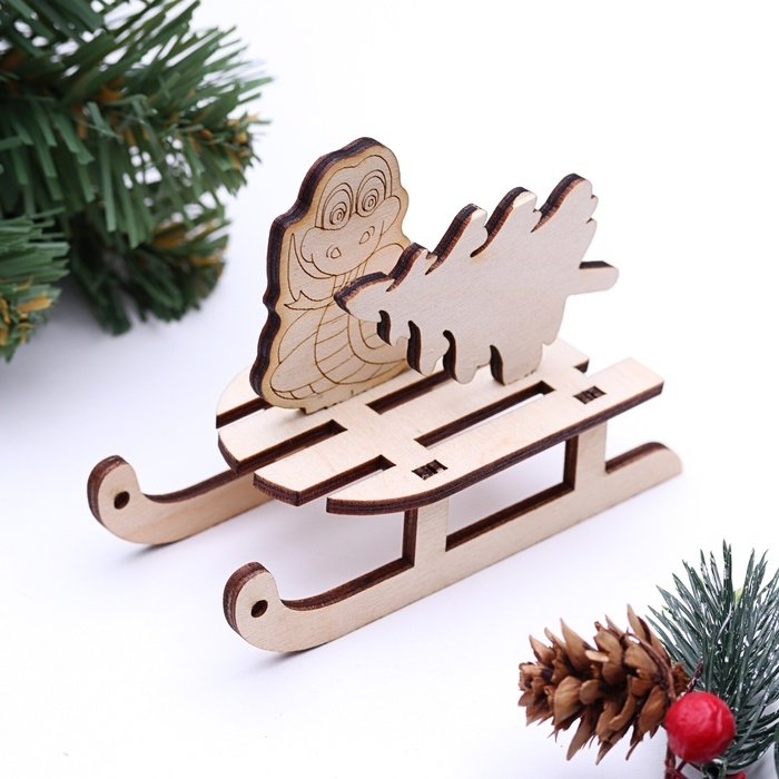 Новый год. Сувенир символ года санки Новый год. Сувенир символ года санки "Змея с ёлочкой", вид 3, 10,5 х 4,7 х 7,8 см