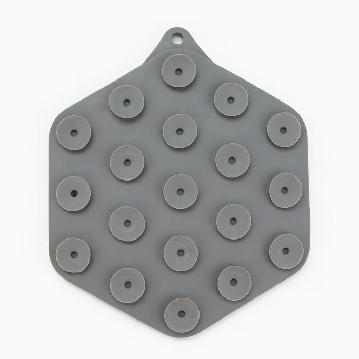 Лизательный коврик - миска для медленного кормления, серый, 18,5 см х 16 см