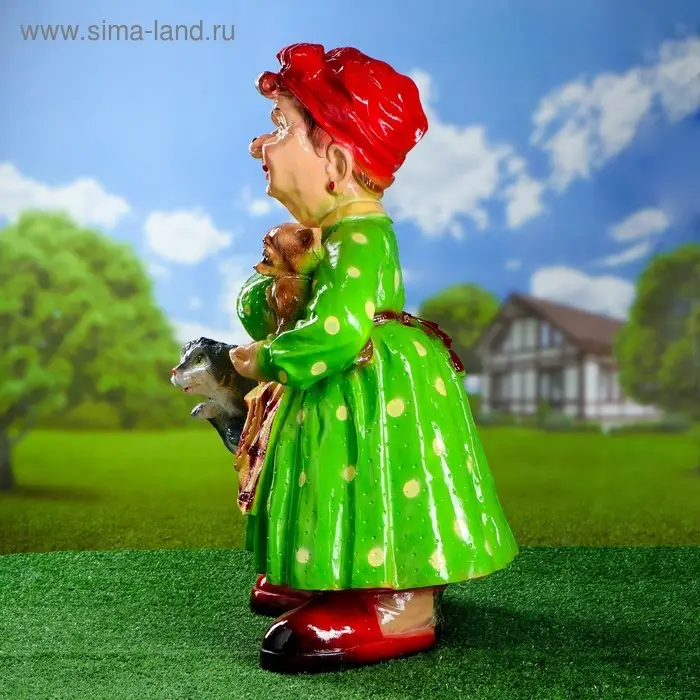Садовая фигура  Садовая фигура "Тёща с котом и собакой" 51х44х77см МИКС