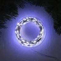 Гирлянда &laquo;Нить&raquo; 50 м роса, IP44, серебристая нить, 500 LED, свечение белое, 8 режимов, 31 В