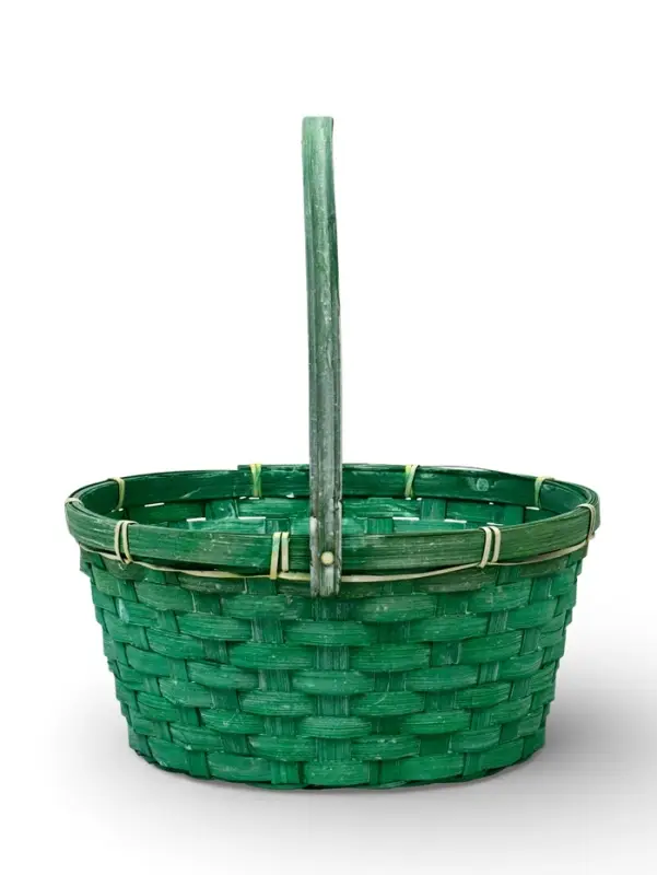 Корзина плетеная 26 х 12 х _ см, ручка складная h=21 см зеленый (к9439830)