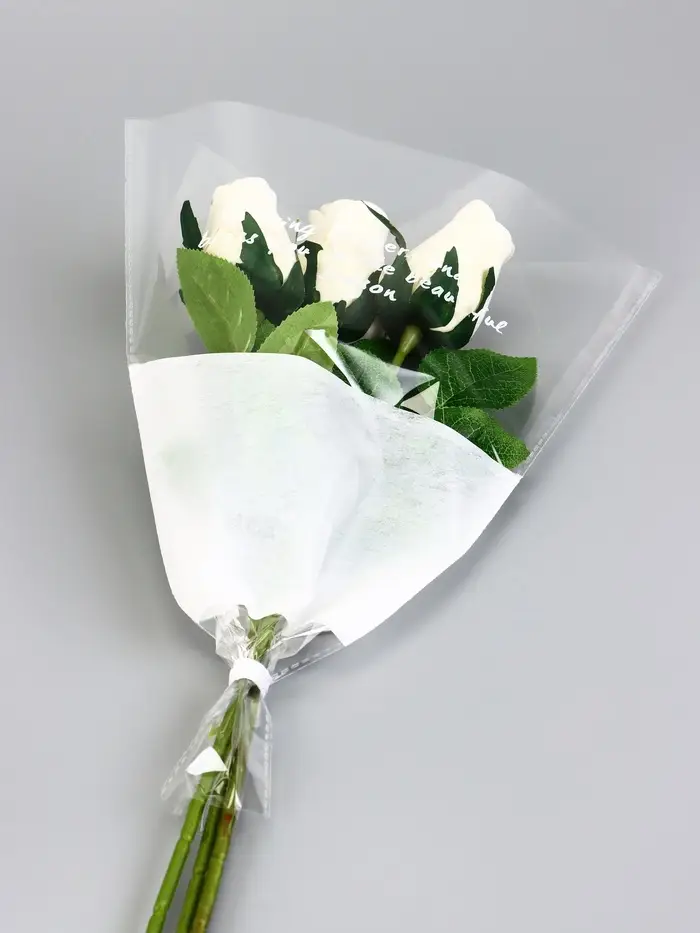 Пакет конус для цветов, с нетканым материалом, 26+7×37 см, белый Пакет конус для цветов, с нетканым материалом, 26+7×37 см, белый