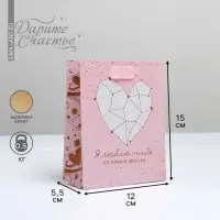 Пакет подарочный крафтовый, упаковка, &laquo;Ты моя Вселенная&raquo;, S 12&times;15&times;5.5 см