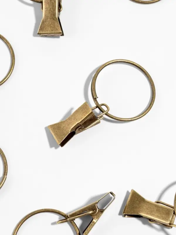 Кольцо для карниза, с зажимом, d=30/33 мм, 20 шт., цвет бронзовый