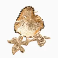 Брошь "Снегирь" в стразах, цвет чёрно-красный в золоте