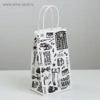 Пакет подарочный крафт, упаковка, «For real man», 12 х 21 х 9 см