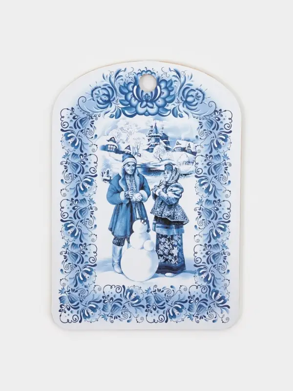 Доска разделочная Дарим Красиво &laquo;Гжель.Снеговик&raquo;, 19.5&times;27.5&times;0.6 см, дерево, рисунок МИКС