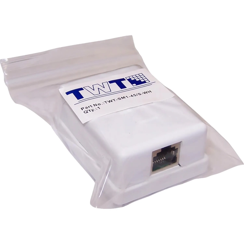 Розетка настенная TWT TWT-SM1-45/S-WH, 1 порт RJ-45 кат. 5е, STP, белая