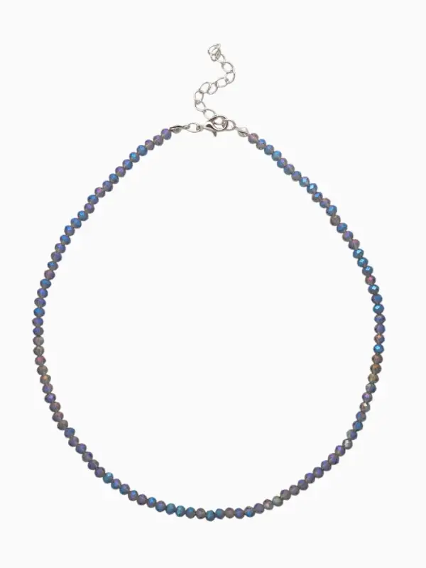 Чокер из бисера «Хрусталь», серый в серебре, 37 см + 5 см доп, цепочка