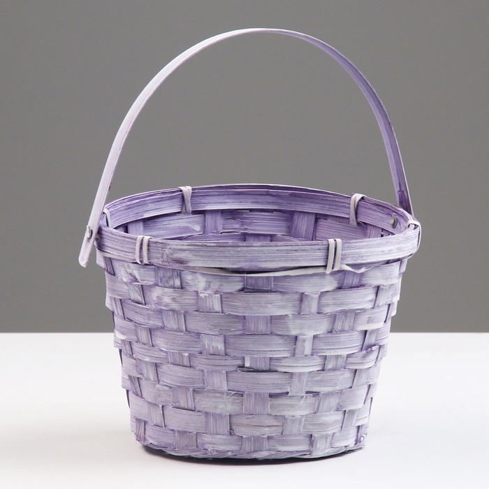 Корзина плетеная, D17 х 12 х 22 см, фиолетовая, бамбук Корзина плетеная, D17 х 12 х 22 см, фиолетовая, бамбук